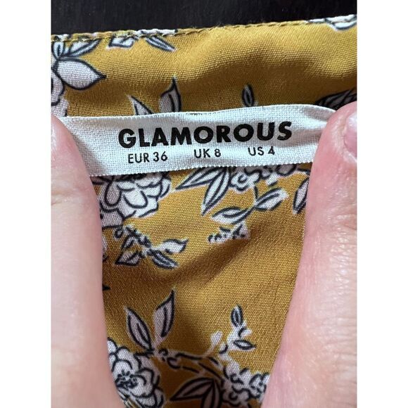 💕HOST PICK💝 Glamorous PUFF LONG SLEEVE SMOCKED MINI DRESS dress Ochre 4 6 8 - Picture 10 of 15